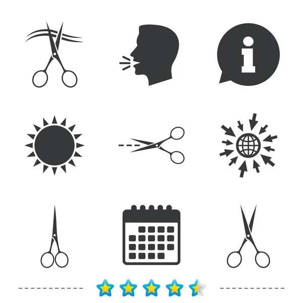 Scissors icons. Hairdresser or barbershop symbol. — Stock Vector