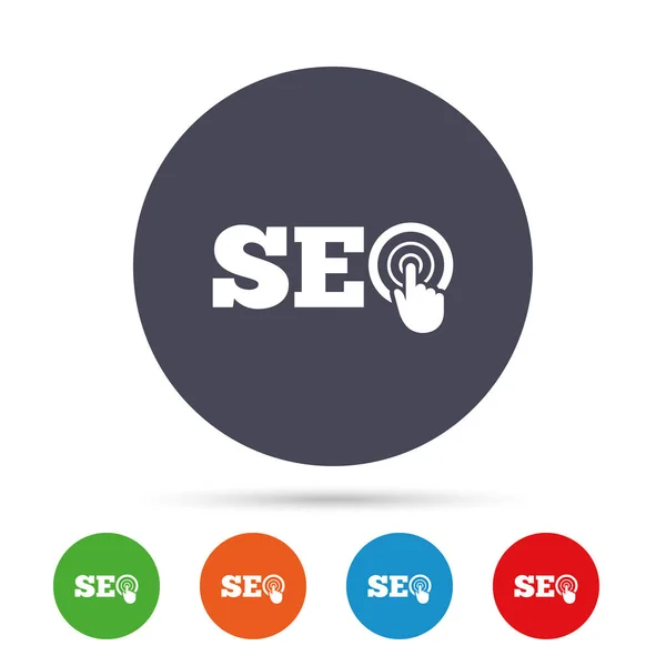 SEO aláírás ikonra. search engine optimization szimbólum. — Stock Vector