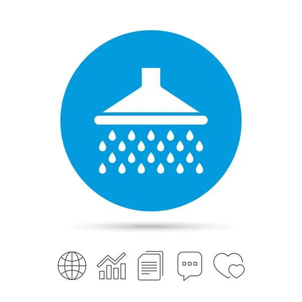 Shower sign icon. Douche with water drops symbol. — Stock Vector