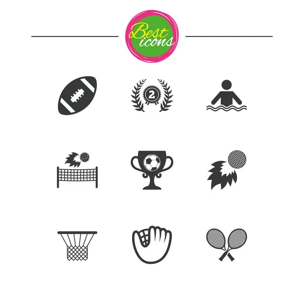 Sport games, fitness pictogram. Voetbal, golf. — Stockvector
