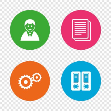 Muhasebe iş akışını simgeler. insan belgeler.