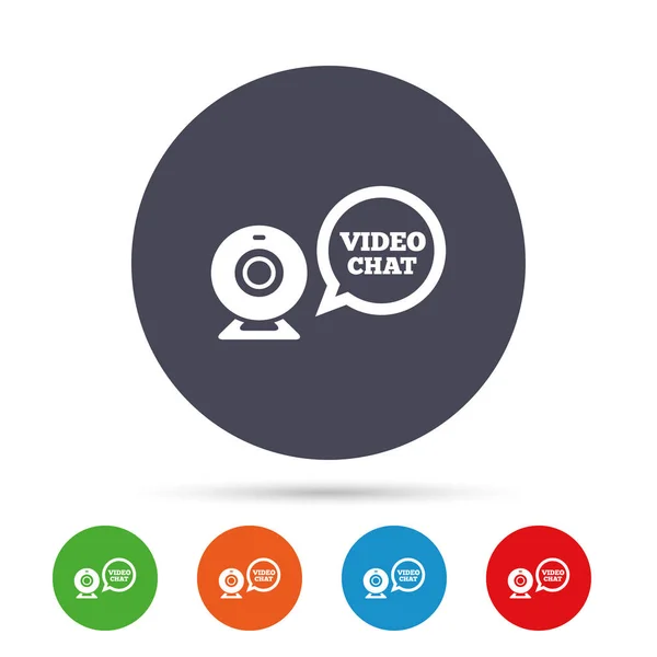 Video chat sign icon. Webcam video speech bubble. — Stock Vector