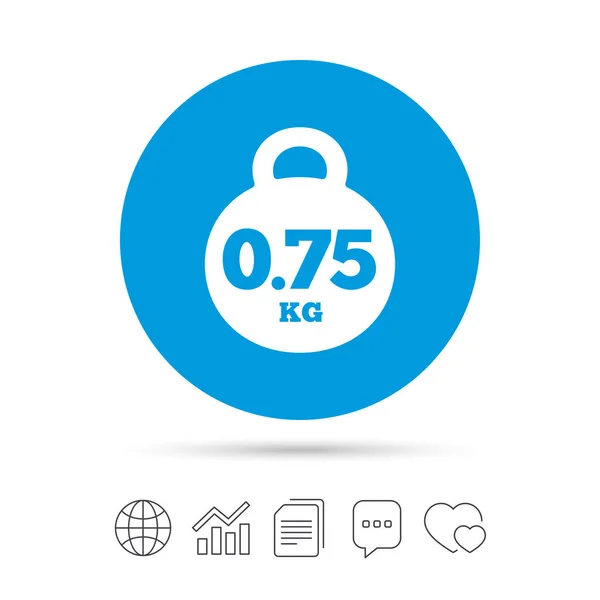 Gewicht teken pictogram. 0,75 kilogram. mail gewicht. — Stockvector