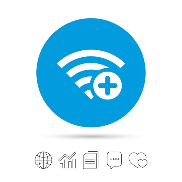 Wifi mais sinal. Adicione o símbolo Wi-Fi. Sem fios . — Vetor de Stock