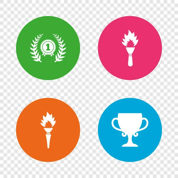 First place award cup icons. Prize for winner. — Stock Vector
