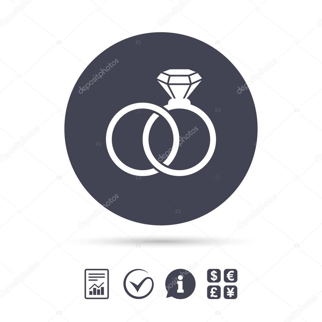 Wedding rings sign icon. Engagement symbol.