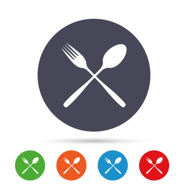 Düz simgeleri ile yuvarlak renkli düğmeler