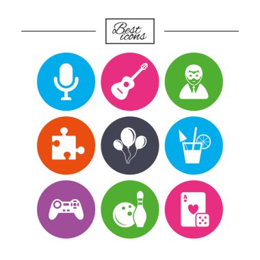 Oyun, bowling ve bulmaca simgeleri