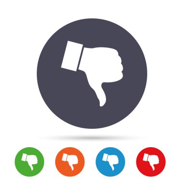 Düz simgeleri ile yuvarlak renkli düğmeler