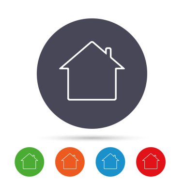 Düz simgeleri ile yuvarlak renkli düğmeler