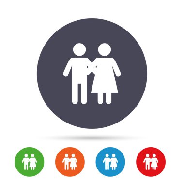 Düz simgeleri ile yuvarlak renkli düğmeler