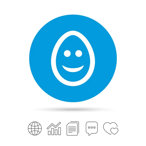 Sonrisa huevo cara signo icono — Vector de stock