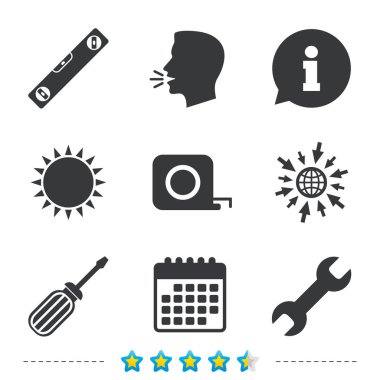 Screwdriver and wrench key tool icons clipart