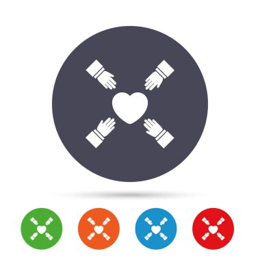 Düz simgeleri ile yuvarlak renkli düğmeler