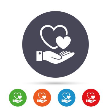 Düz simgeleri ile yuvarlak renkli düğmeler