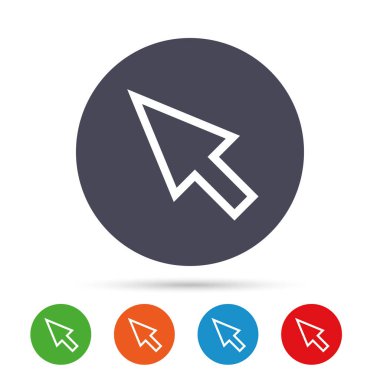 Düz simgeleri ile yuvarlak renkli düğmeler