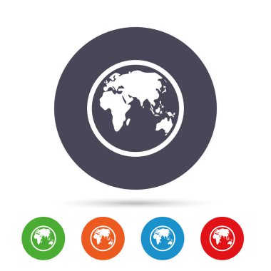 Düz simgeleri ile yuvarlak renkli düğmeler