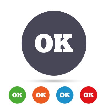 Düz simgeleri ile yuvarlak renkli düğmeler