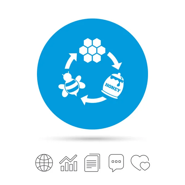 Producerende honing en bijenwas teken pictogram — Stockvector