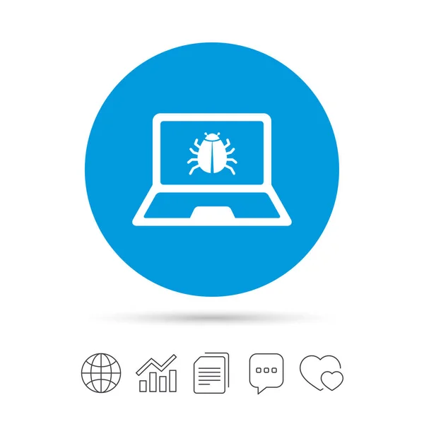 Laptop virus teken pictogram — Stockvector