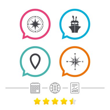 Windrose hareket pusula simgeleri