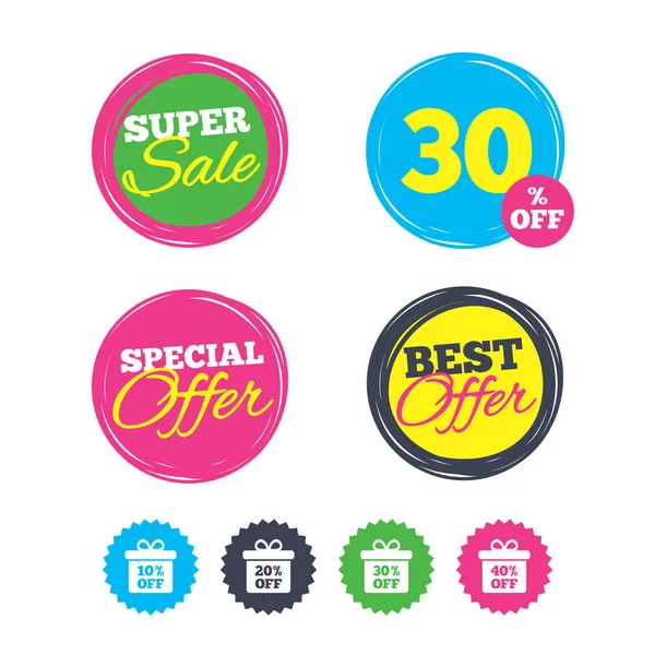 Super verkoop en beste aanbod stickers — Stockvector