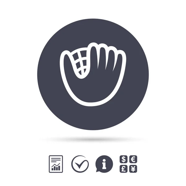 Baseball rukavice nebo rukavice ikona podepsat. — Stockový vektor