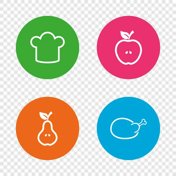 Simboli icone alimentari — Vettoriale Stock