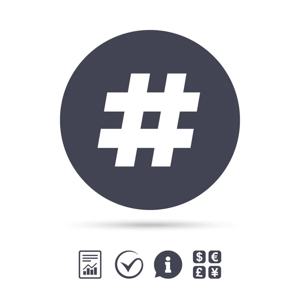 Hashtag signo icono. — Vector de stock