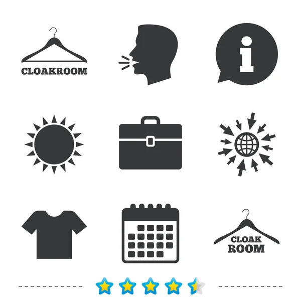 Cloakroom signs. Hanger wardrobe icons. — Stock Vector