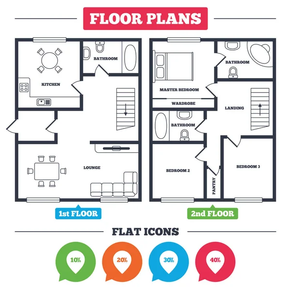 Plan de arquitectura con muebles — Vector de stock