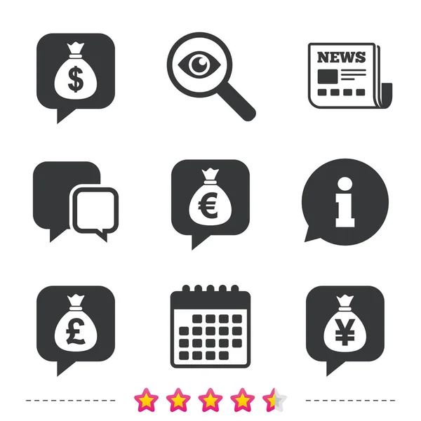 Conjunto de ícones saco de dinheiro — Vetor de Stock