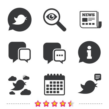 Kuşlar simgeler. Sosyal medya kabarcık.