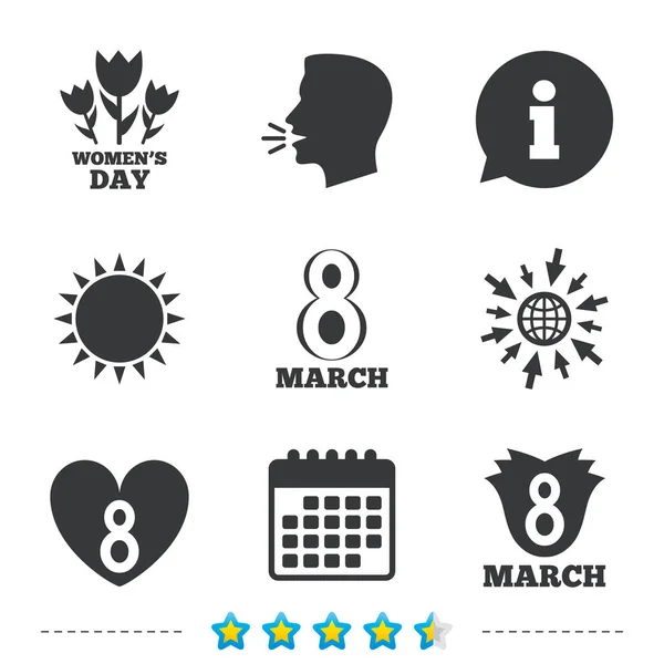 8 March Women's Day icons. — Stock Vector