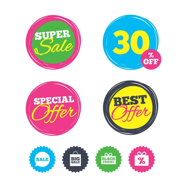 Super sale and best offer stickers. — Stock Vector