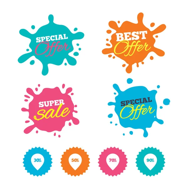 La mejor oferta y venta banners splash — Vector de stock