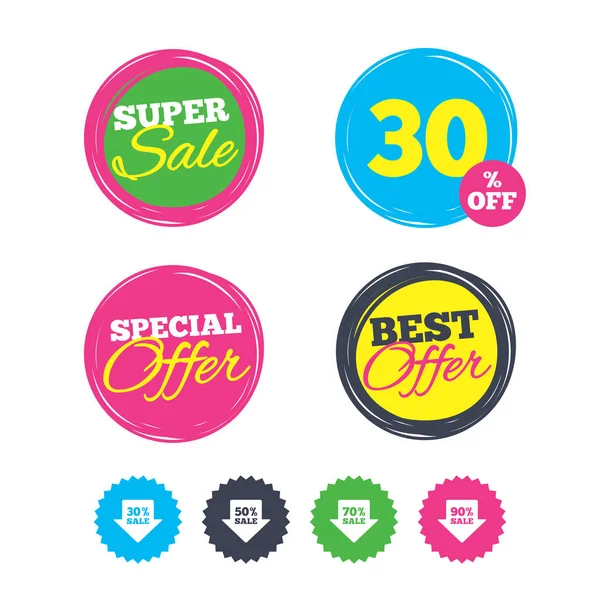 Super sale and best offer stickers. — Stock Vector