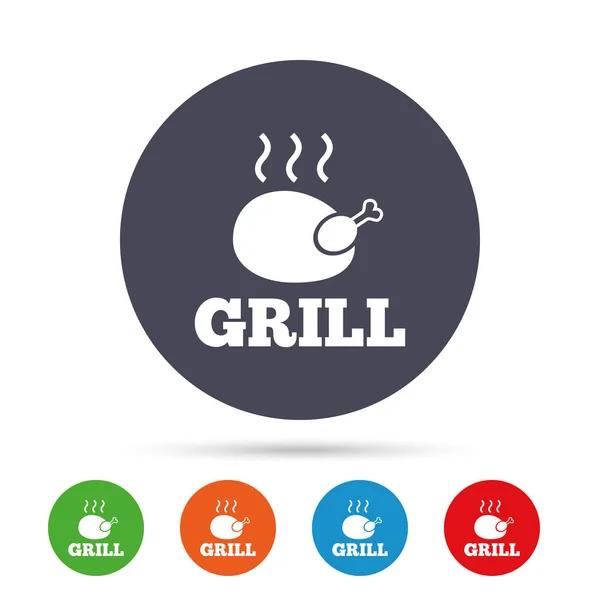 Chicken grill icons set — Stock Vector