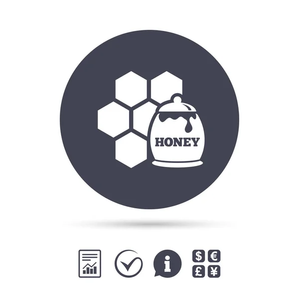 Méz a fazékba, és a méhsejt ikon — Stock Vector