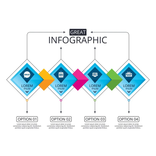 Šablona vývojového diagramu infografika. — Stockový vektor