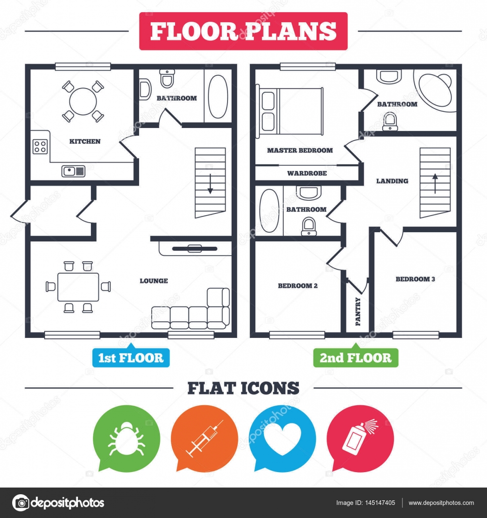 Kitchen Symbols For Floor Plans House Floor Plan And Icons Set