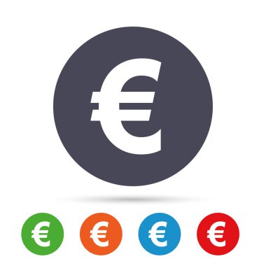 EUR para birimi Icons set.