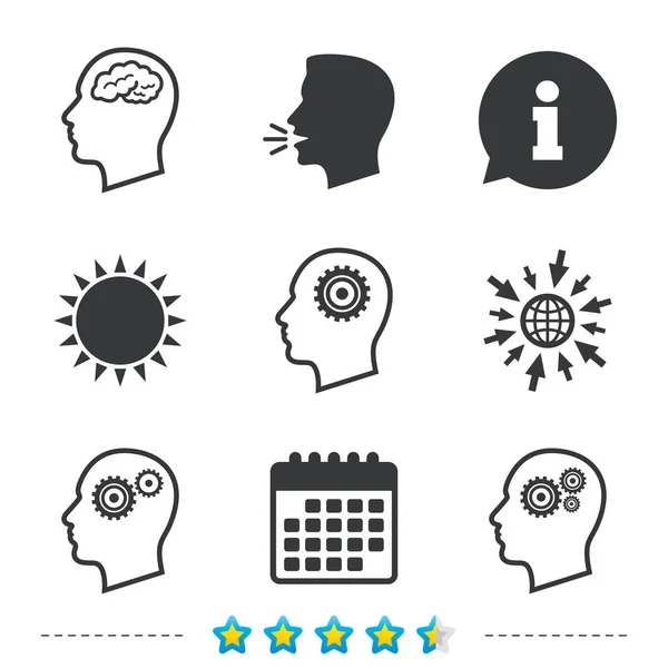 Head with brain icons set — Stock Vector