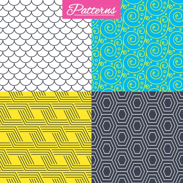 Adorno floral, tejas y texturas hexagonales . — Vector de stock