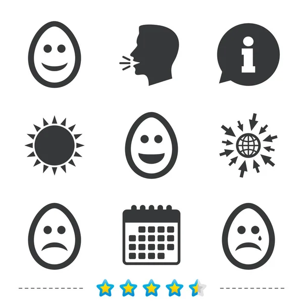 蛋快乐和悲伤的面孔图标 — 图库矢量图片