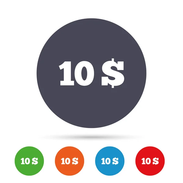 10 Dollars icons set — Stock Vector