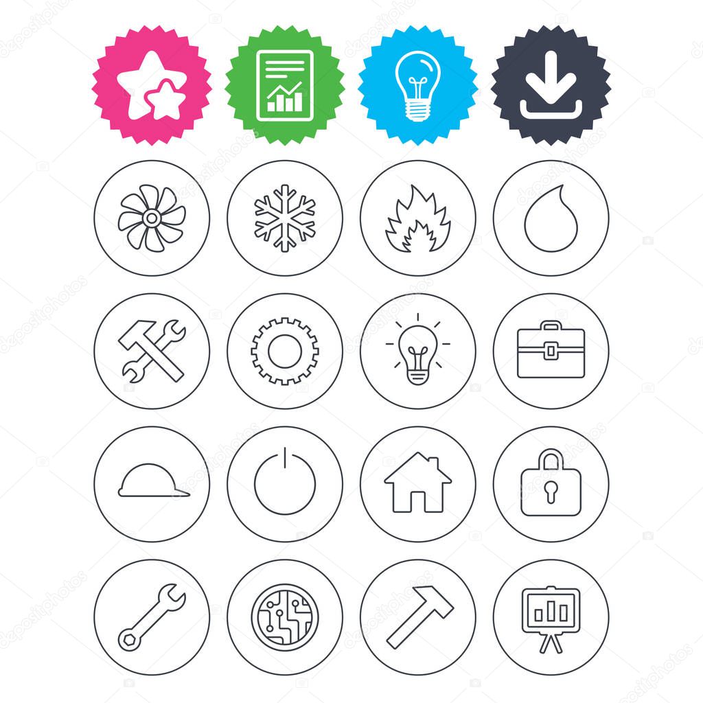 Ventilation, heat and air conditioning icons.