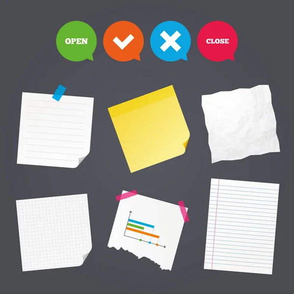 Sticky colorful notes and icons set — Stock Vector