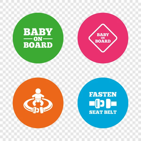 Baby on board icons — Stock Vector