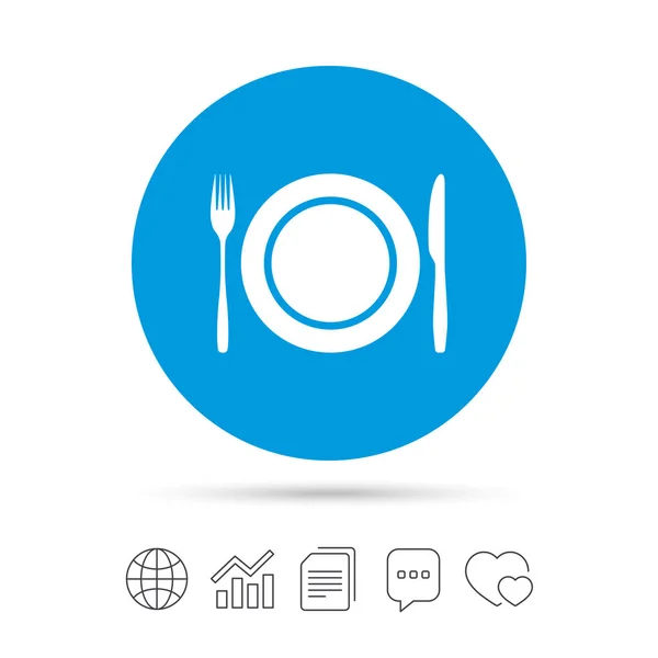 Placa plato con tenedor y cuchillo icono — Vector de stock